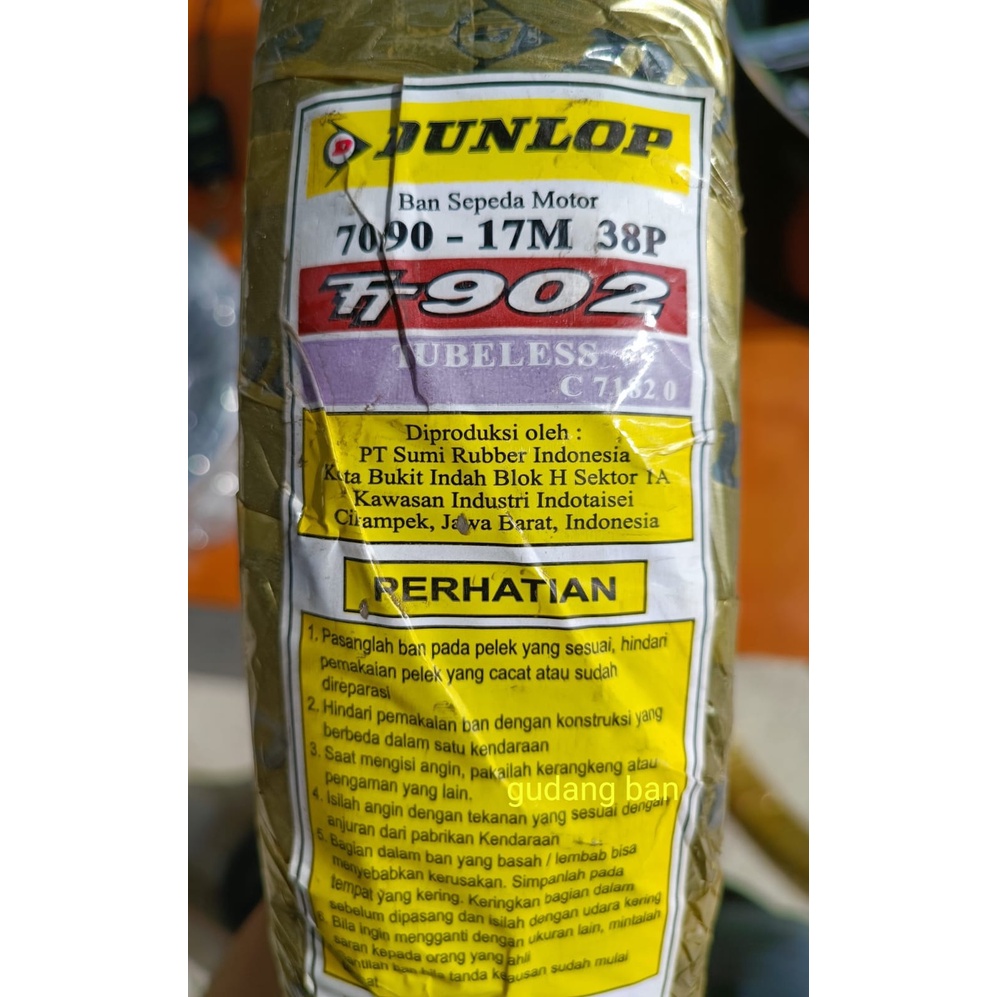 Ban Motor Dunlop TT902 70/90-17 M/C 38P Tubeless