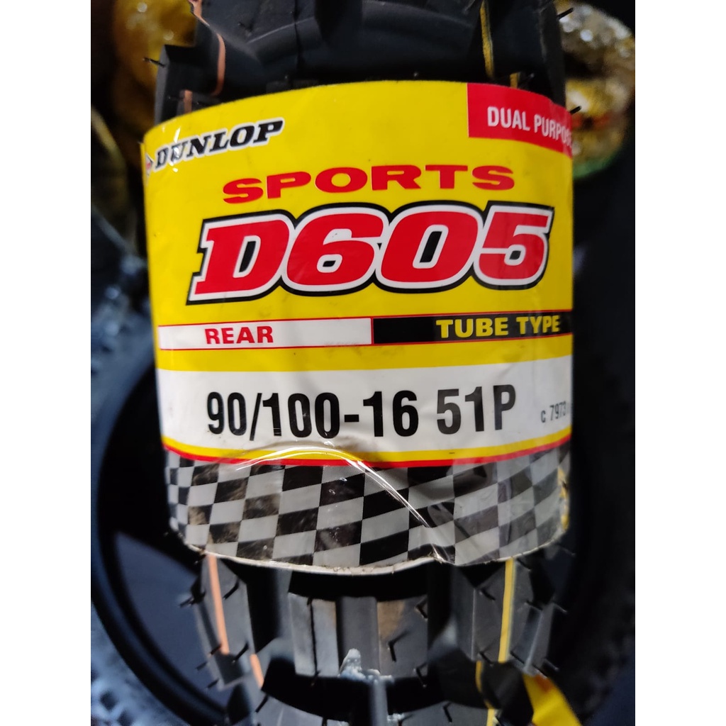 Ban Motor Dunlop D605 90/100-16 M/C 51P (RR) Tubetype