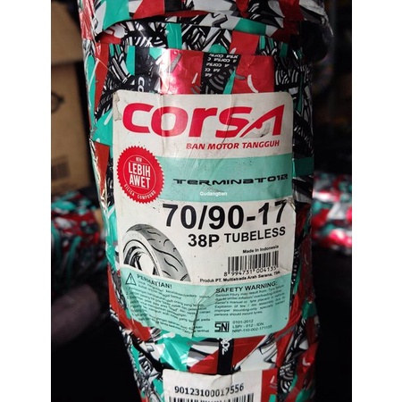 Ban Corsa tube type 70/90-17 dibanding ban tubeless untuk motor