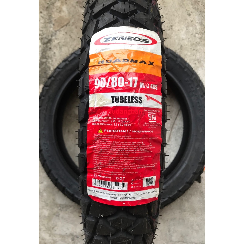 Ban Motor Zeneos Roadmax 90/80-17 Tubeless